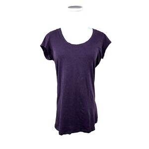 Theory T-Shirt Womens Large Purple Scoop Neck Cap Sleeve Stretch Top‎
